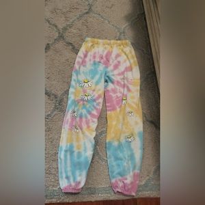 Tie dye flower sweat pants